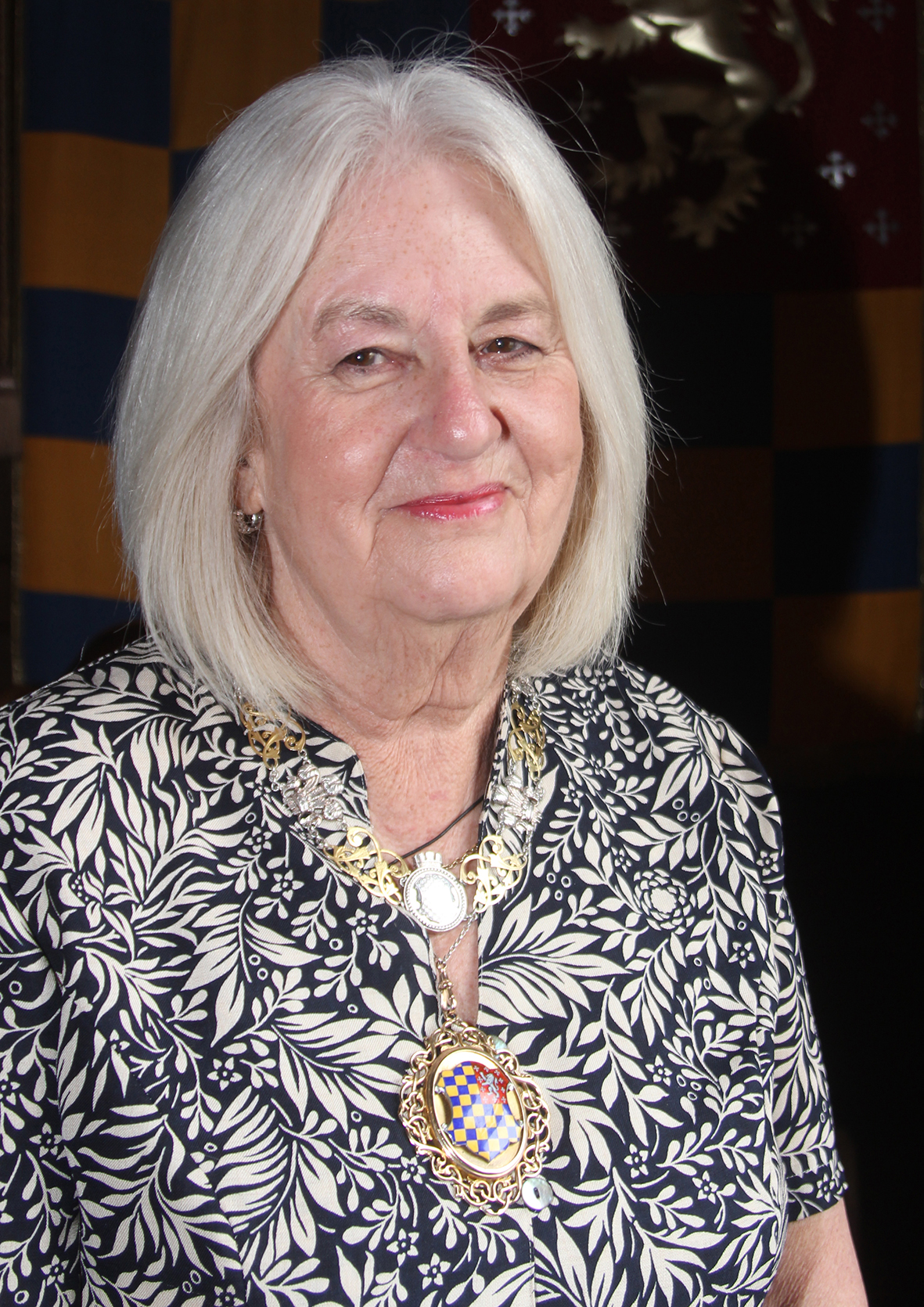 Councillor Shirley-Anne Sains posing for her mayoral portrait