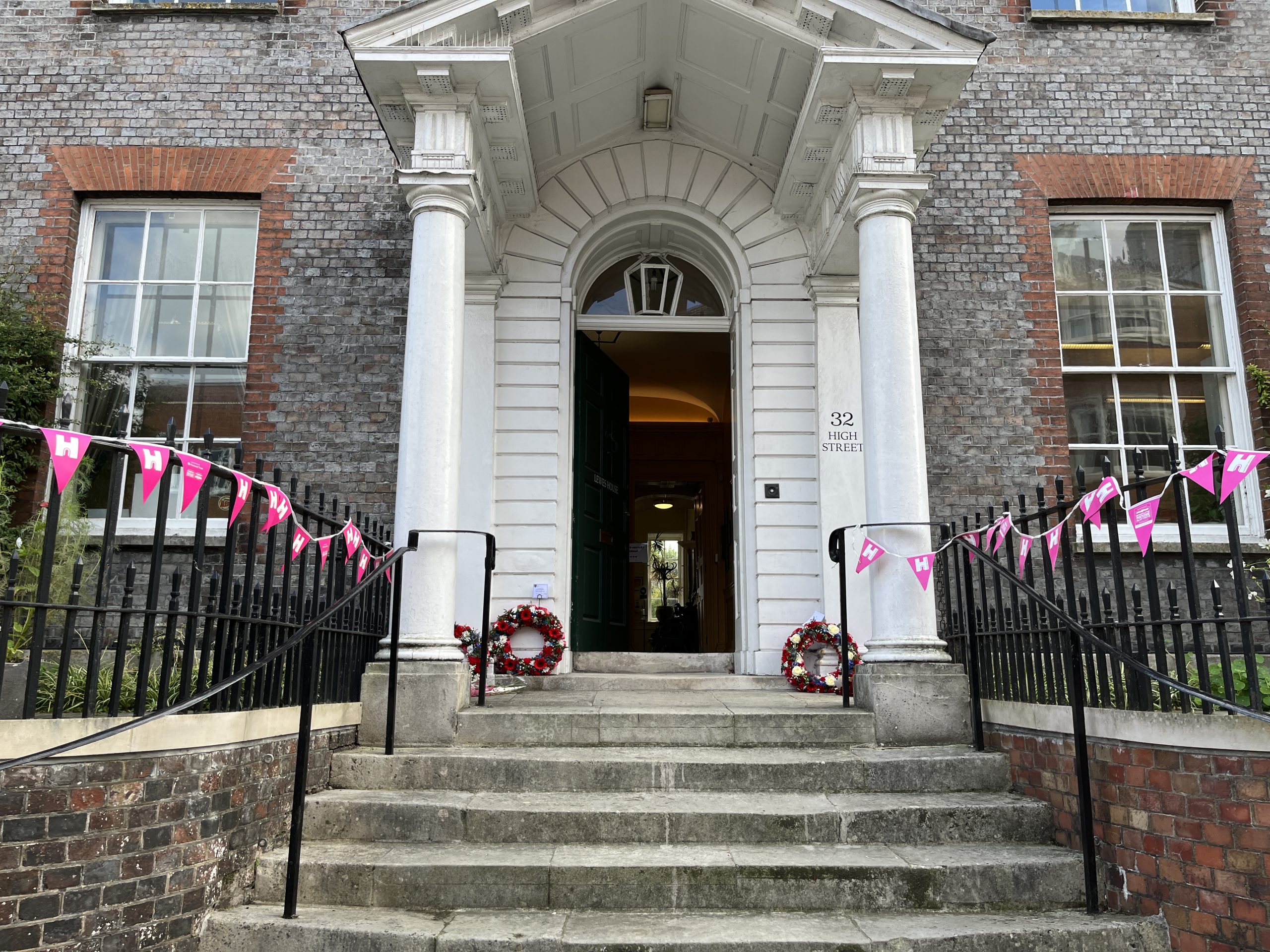 Flowers laid in remembrance of Her Majesty Queen Elizabeth II at Lewes House