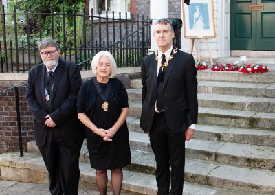 The Mayor outside Lewes House after laying flowers