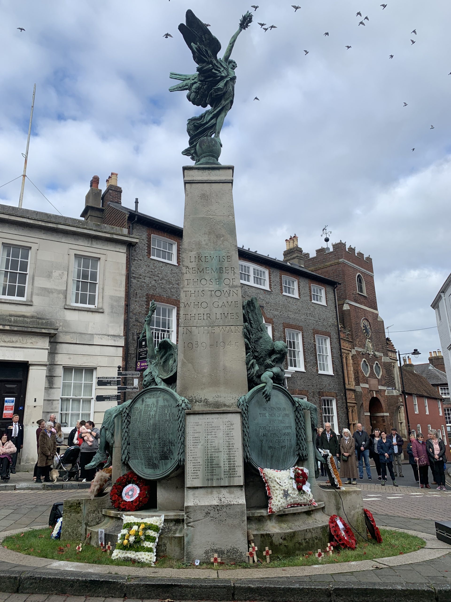 Lewes War Memorial during Armistice Day